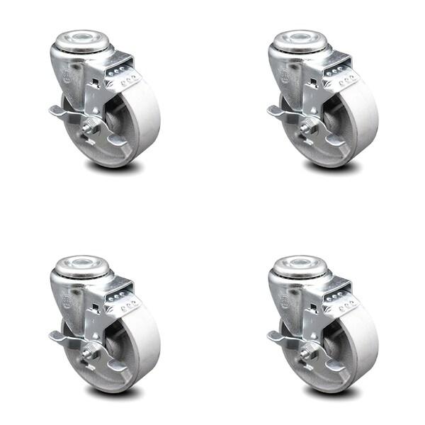 Service Caster 4 Inch Semi Steel Wheel Swivel Bolt Hole Caster Set with Brake SCC-BH20S414-SSS-TLB-4 - main